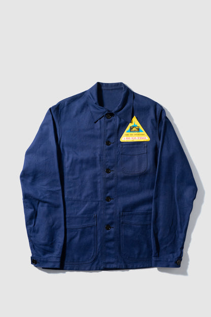 50s French Work Blue Cotton Twill Jacket "Le Mont St Michel"Dead Stock