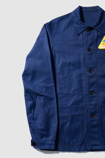 50s French Work Blue Cotton Twill Jacket "Le Mont St Michel"Dead Stock