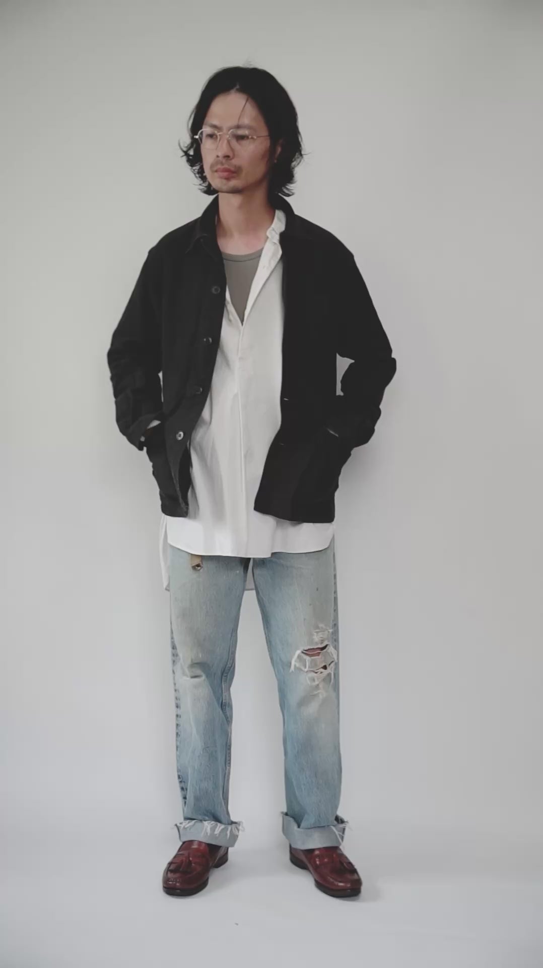 50s French Work Black Moleskin Jacket 